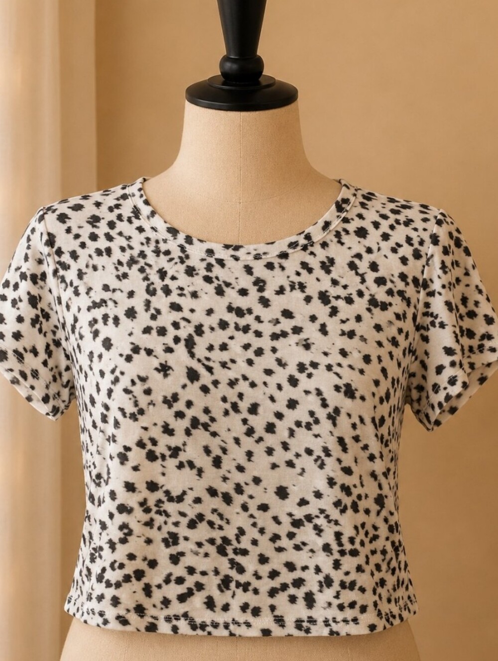 Cotton On Black & Cream Spotted Short Sleeve Tee